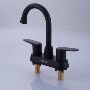 ANIFLUX Matte Black 2-Handle Centerset Bathroom Faucet
