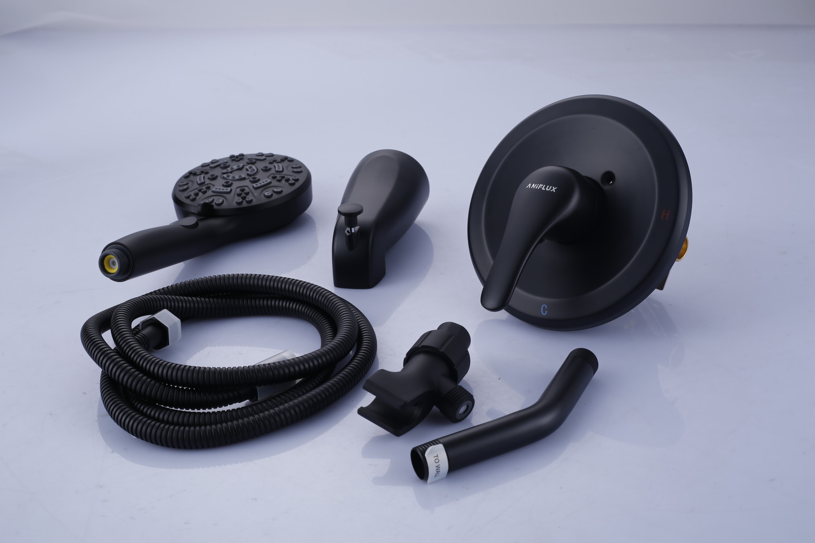 ANIFLUX Matte Black Shower System Set with Handheld